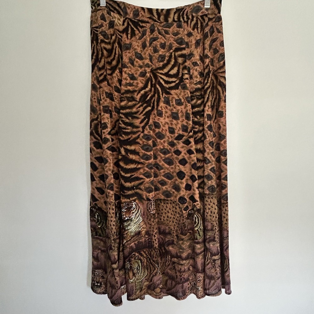 Revue boho 90s Y2K animal print indie flowy midi skirt elastic waist Small/med